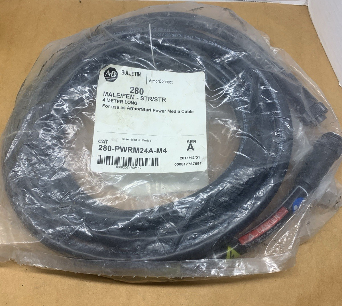 ALLEN BRADLEY 280-PWRM24A-M4 POWRE MEDIA DROP CABLE 4 METER **NEW**