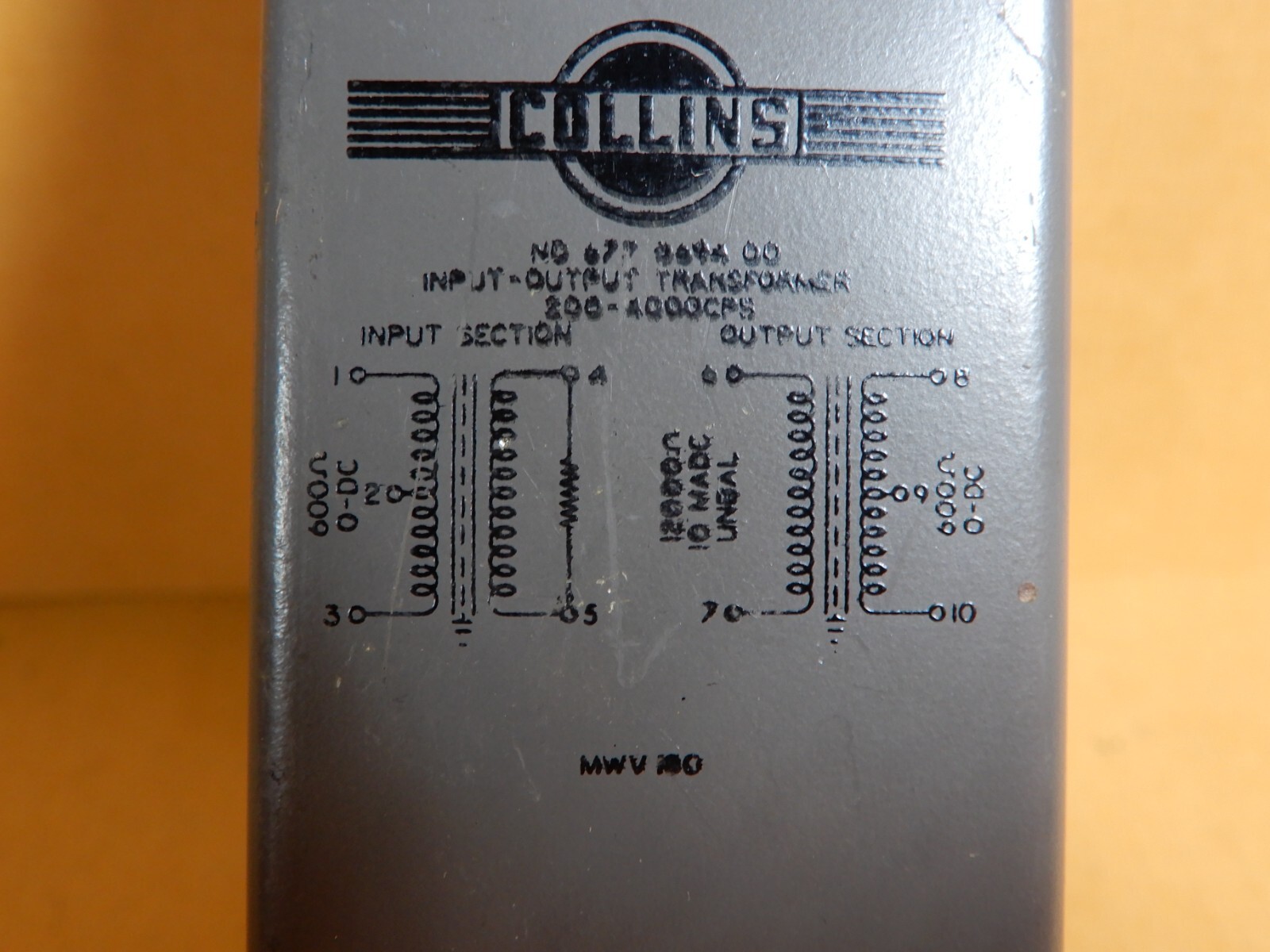 Collins Vintage Input-Output Transformer 600Ω I/O TF1A19YY