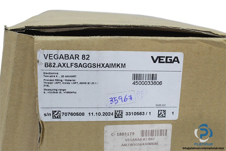 VEGA B82.AXLFSAGGSHXAIMKM Pressure transmitter_4500033582/3301396 / 2_0- 10 bar