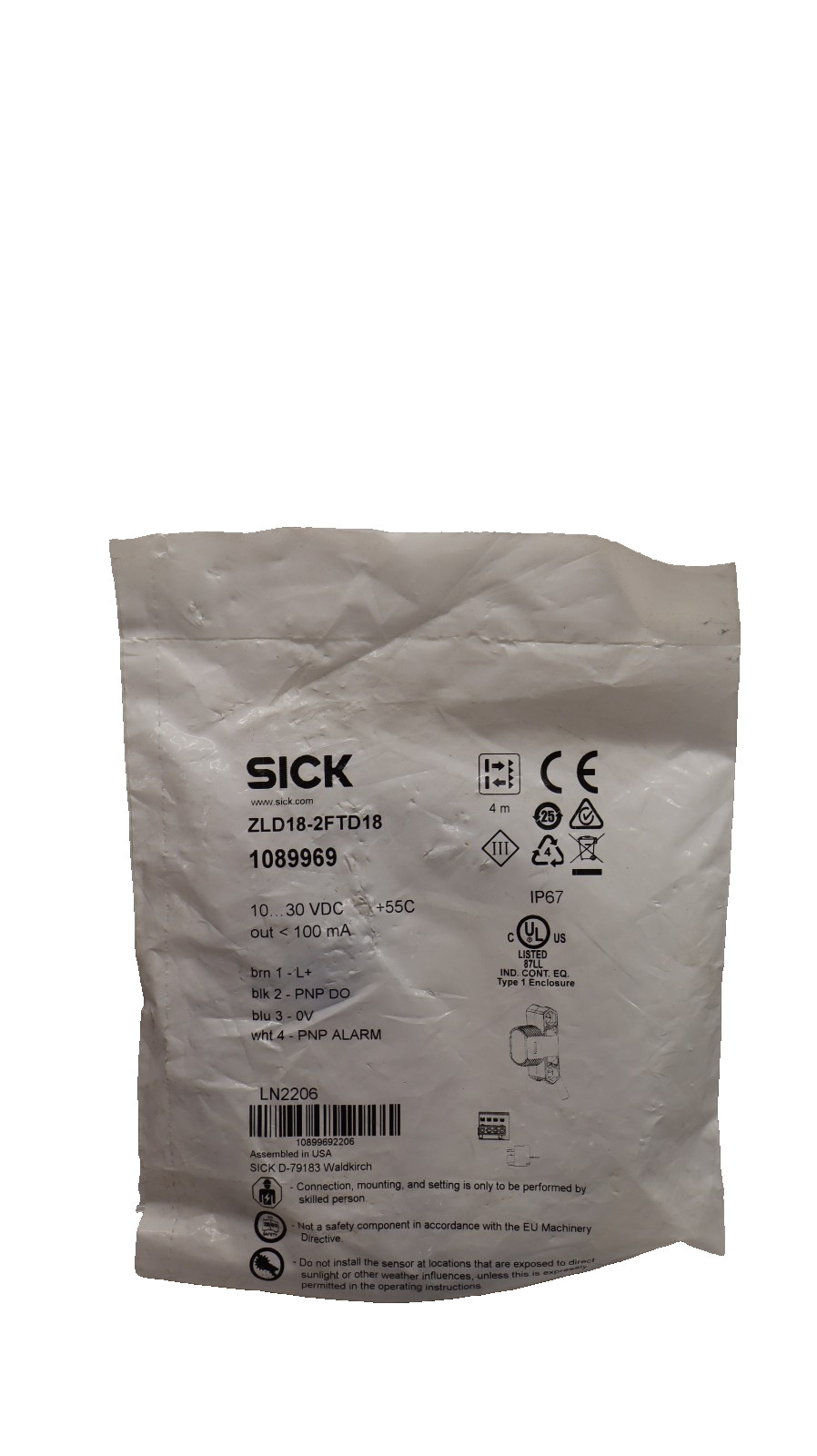 Sick ZLD18-2FTD18 , 1089969 10-30Vdc Photoelectric Sensor (New)