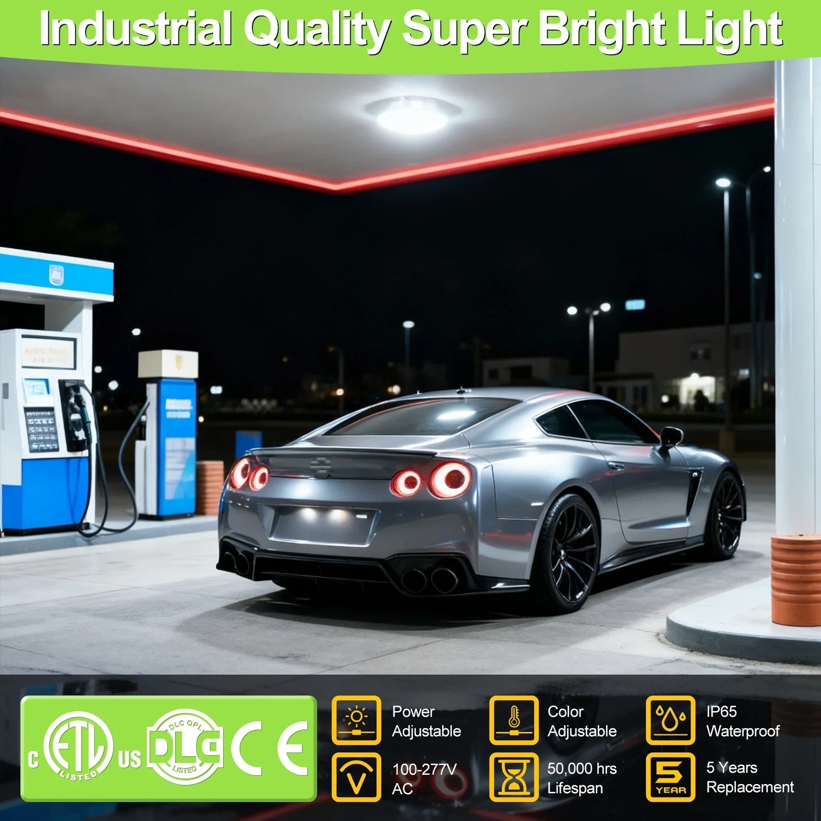 100W LED Canopy Light Commercial Gas Station Light IP65 13,500LM 4500/5000/5700K