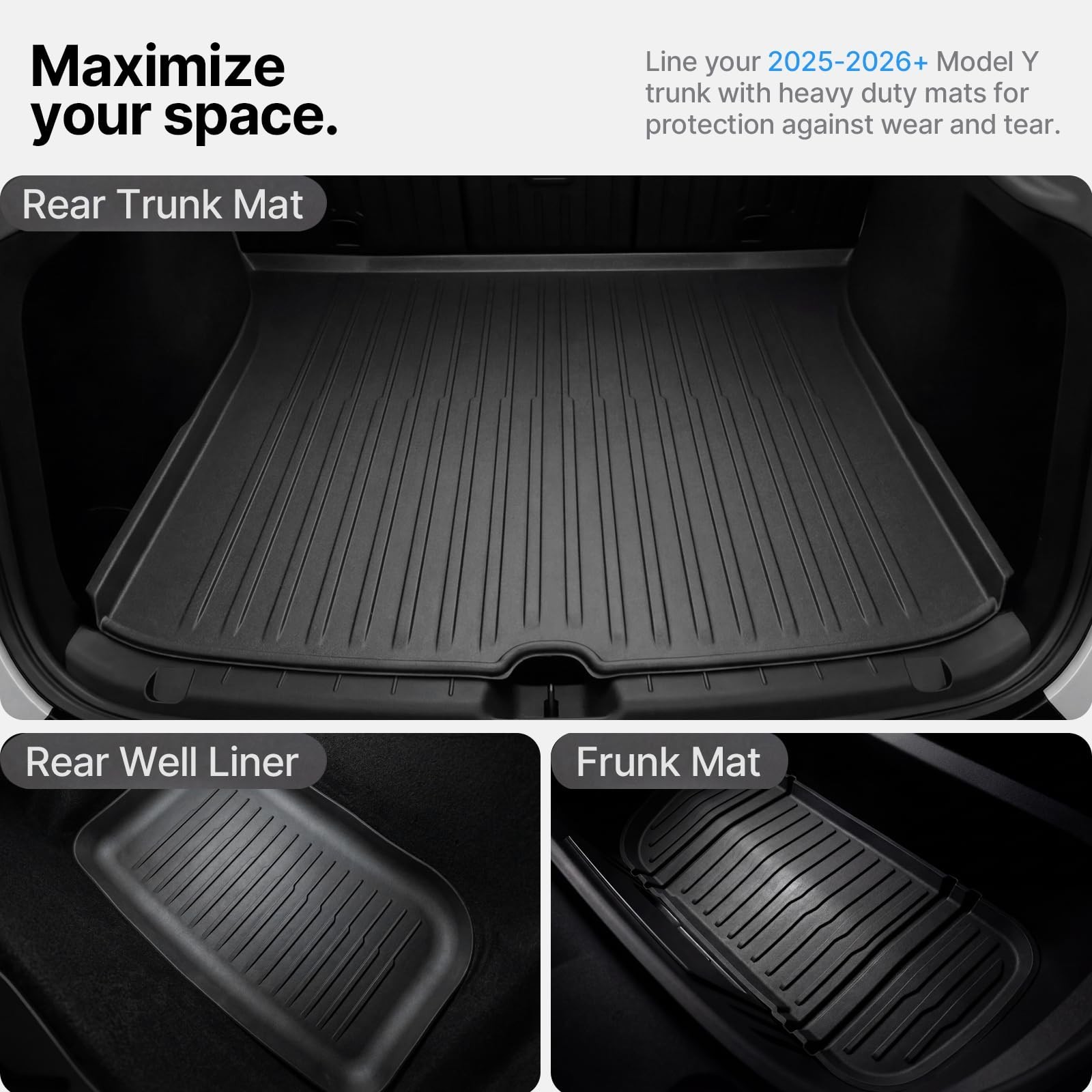 All Weather Cargo Liners for New 2025 2026 Tesla Model Y Juniper Trunk Mat wi…