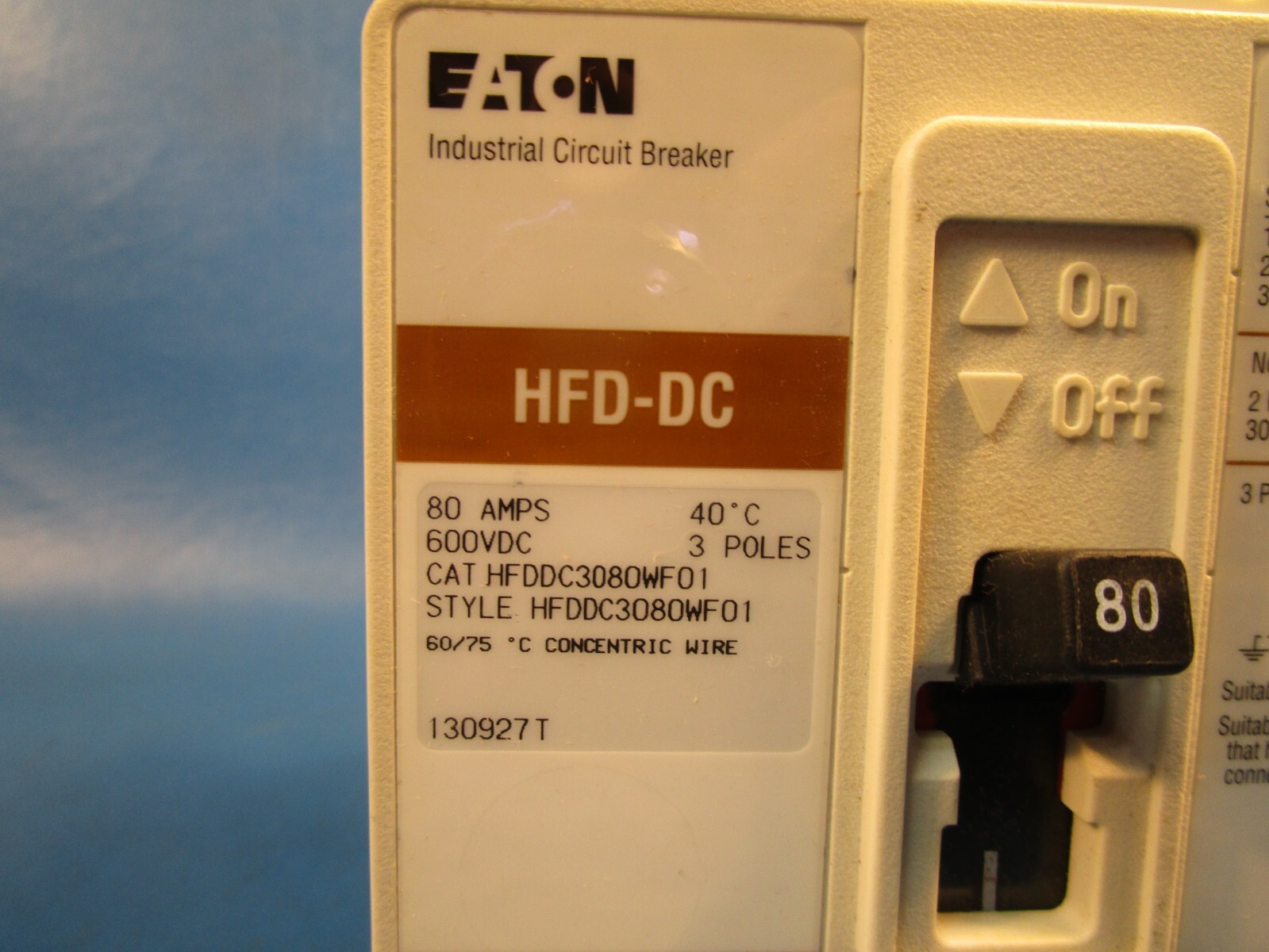 Eaton HFDDC3080WF01, Molded Case Breakers (MCCBs) HFD 3P 80A 250V 50/60Hz 3Ph F