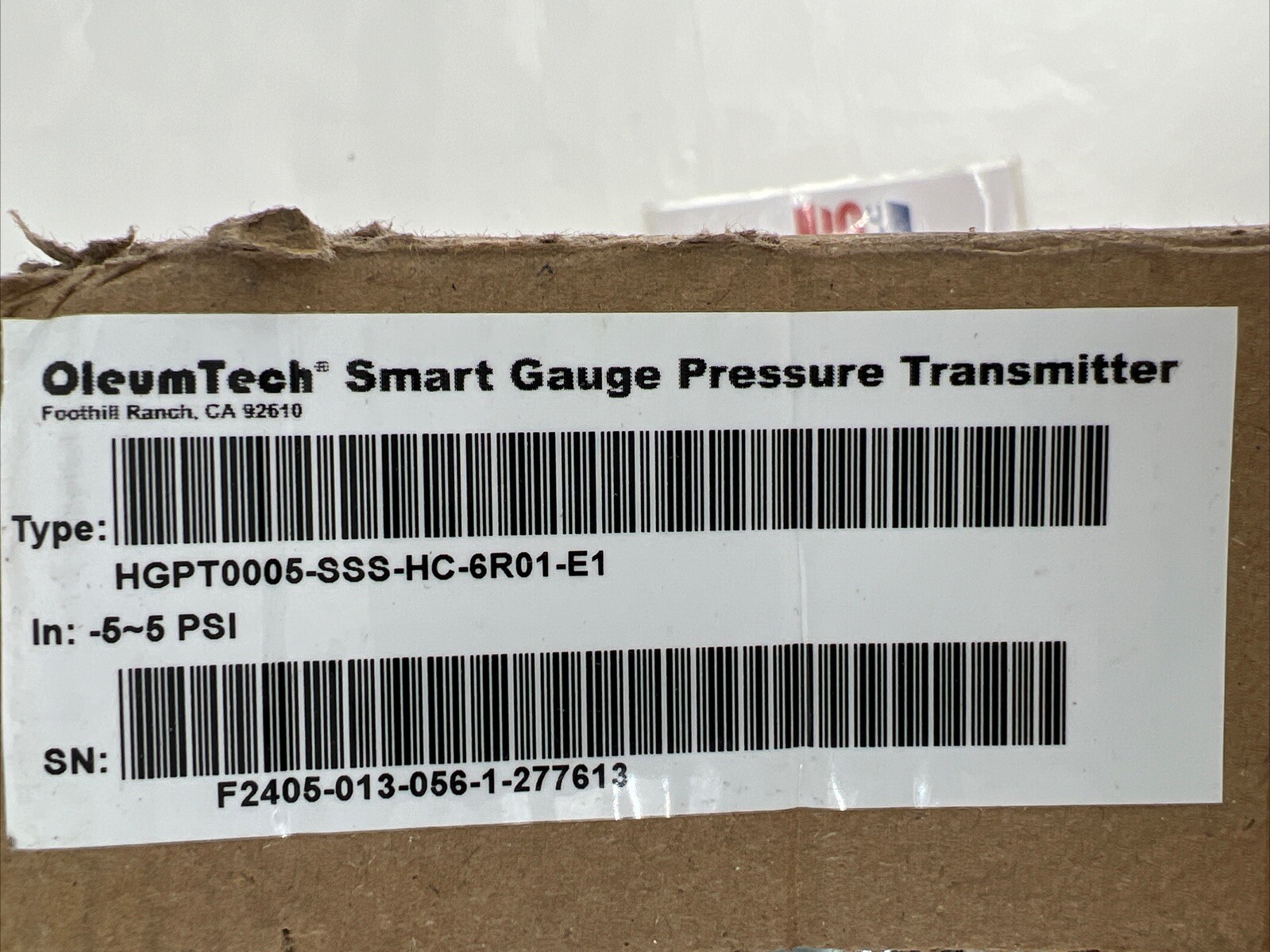 OleumTech HGPT0005-SSS-HC-6R01-E1 Smart Gauge Pressure Transmitter 5PSI Pressure