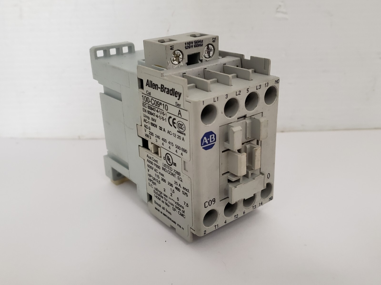 ALLEN BRADLEY 100-C09D10 CONTACTOR 9A 3 POLE 1NO 110/120V SERIES A