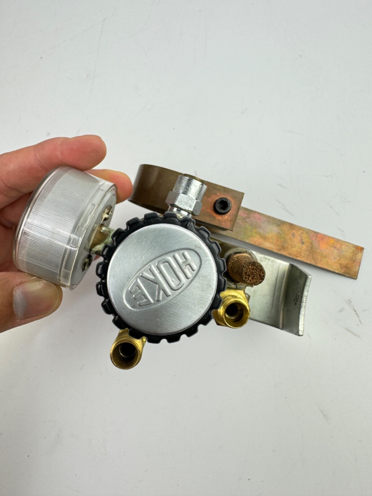 Hoke Valve With Meter 0-160psi Stamped 6NG With Copper Leaf Spring