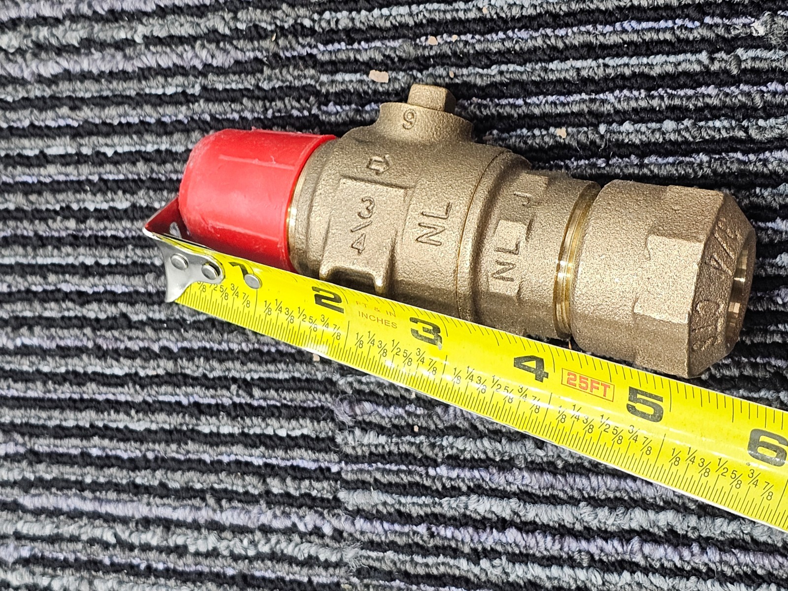 Ford 3/4 CTS NL Stop Brass Ball Valve, 5-3/8 in. Overall Length
