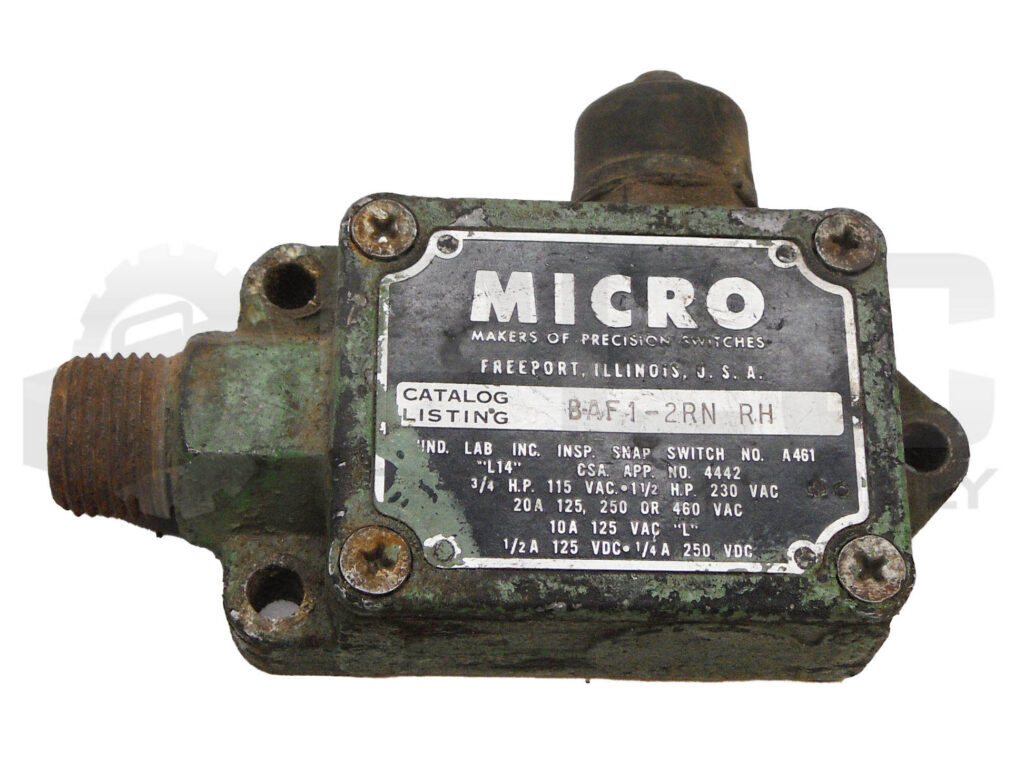 MICROSWITCH BAF1-2RN RH SNAP LIMIT SWITCH 1-1/2HP 115-230VAC 20A