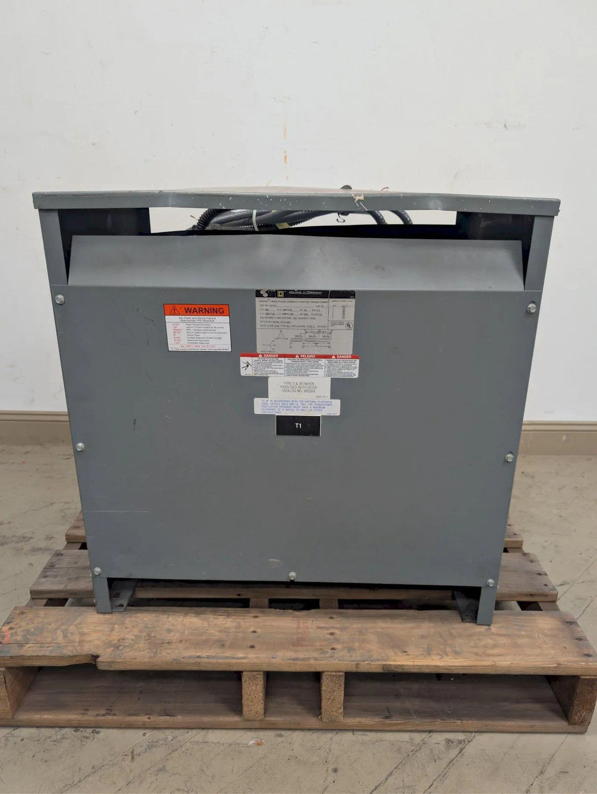 Square D 75kVA Transformer 480V to 208Y/120V 3 Phase Sorgel 75T3H Type 2