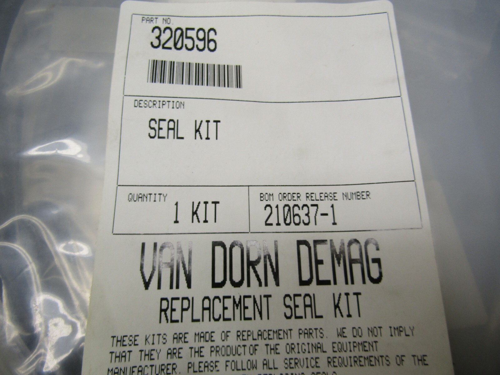 Van Dorn Demag 320596 Seal Kit
