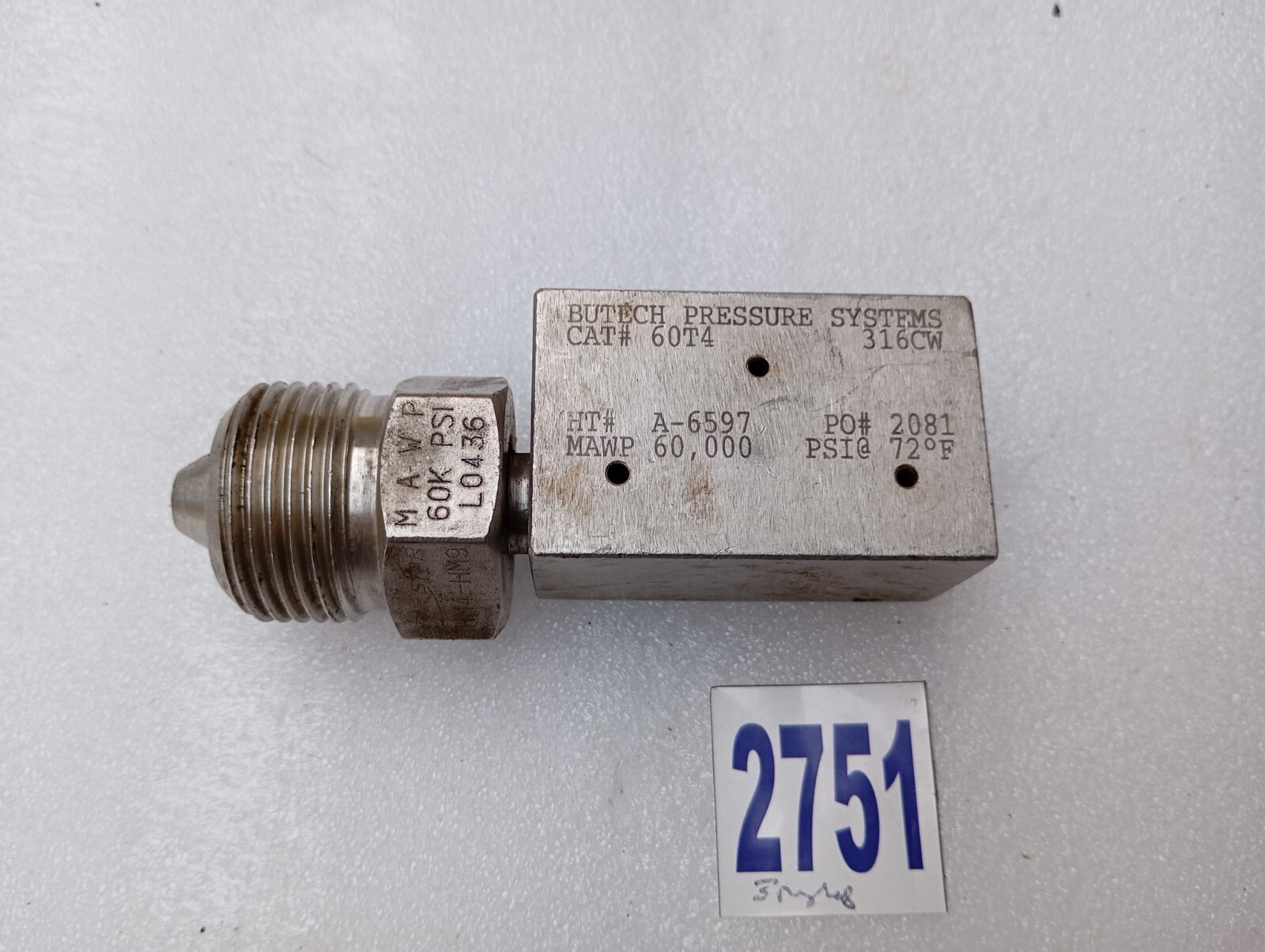 BUTECH PRESSURE SYSTEM CAT: 60T4 316CW