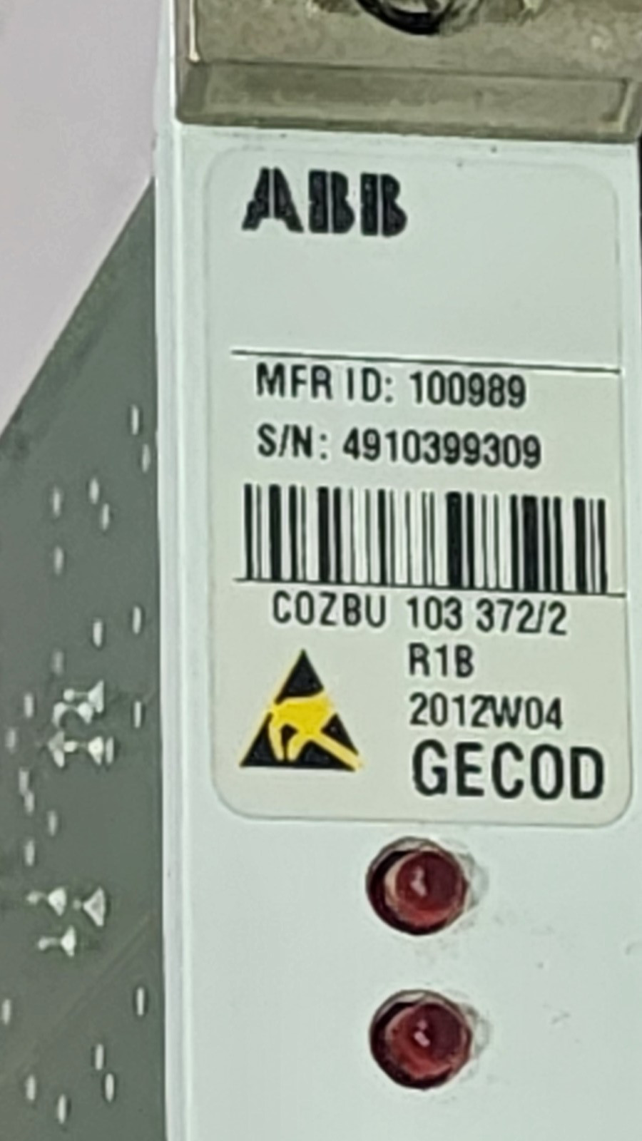 ABB GECOD COZBU 103 372/2 R1B 2012W04 100989 FOX515 *(UN)USED*