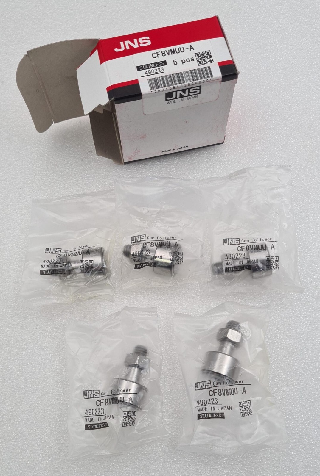 [5-pcs pack] NEW – JNS NOSE SEIKO Cam Follower CF8VMUU-A 490223 (STAINLESS)