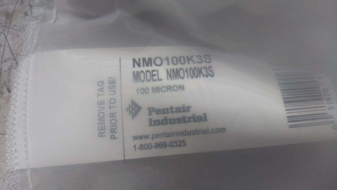 Pentair/Pentek NMO100K3S-75 40 Pk 3 Trade Size 20 GPM 4-1/8 In Dia Filter Bag
