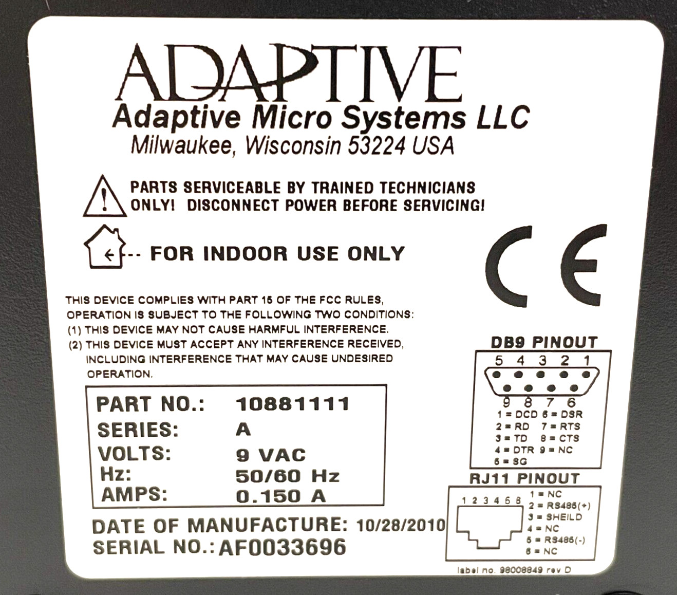 NEW AMS 10881111 Converter RS-232/RS-485