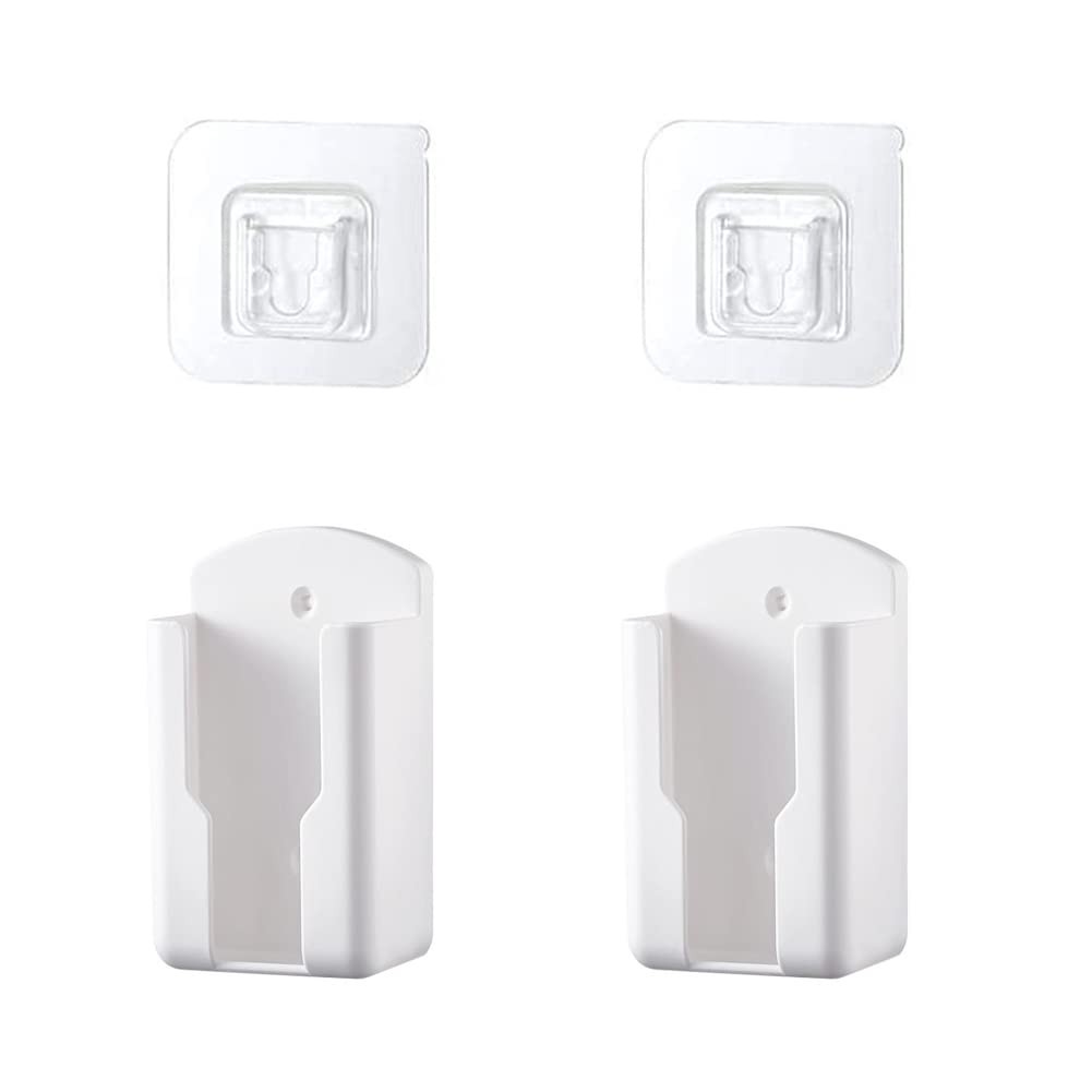 2 Pcs Wall Mount Remote Control Holder Media Player Small,1.85inch, White