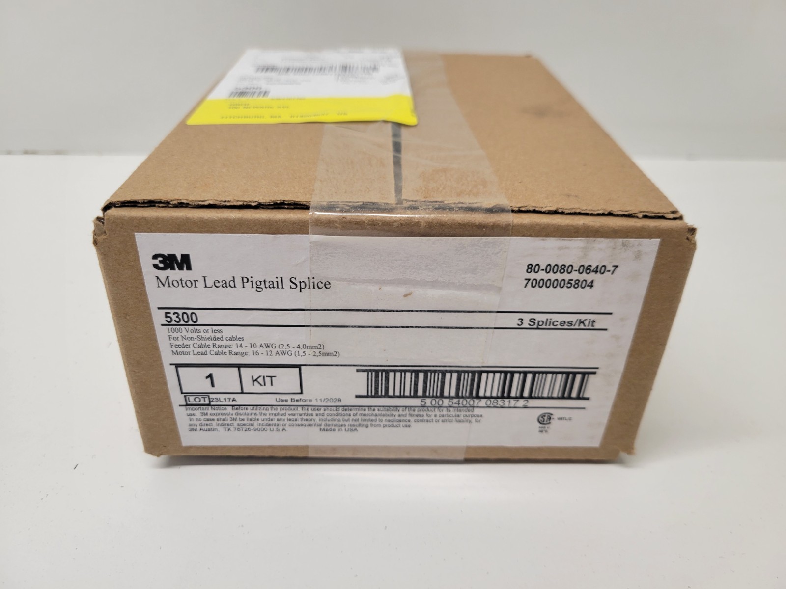 NEW OLD STOCK! 3M 1000V NON-SHIELDED CABLE MOTOR LEAD PIGTAIL SPLICE KIT 5300