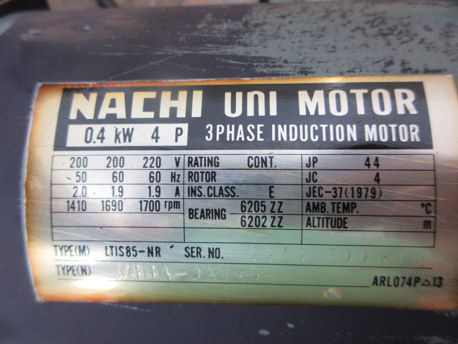 1996 CITIZEN L25 CNC NACHI MOTOR LTIS85-NR VBBA-0A4A04 VDS-0B-1A2-TU-1731K PUMP