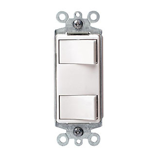Leviton 1754-W 15A 1-Pole Non-Grounding Push-In Dual Rocker Switch