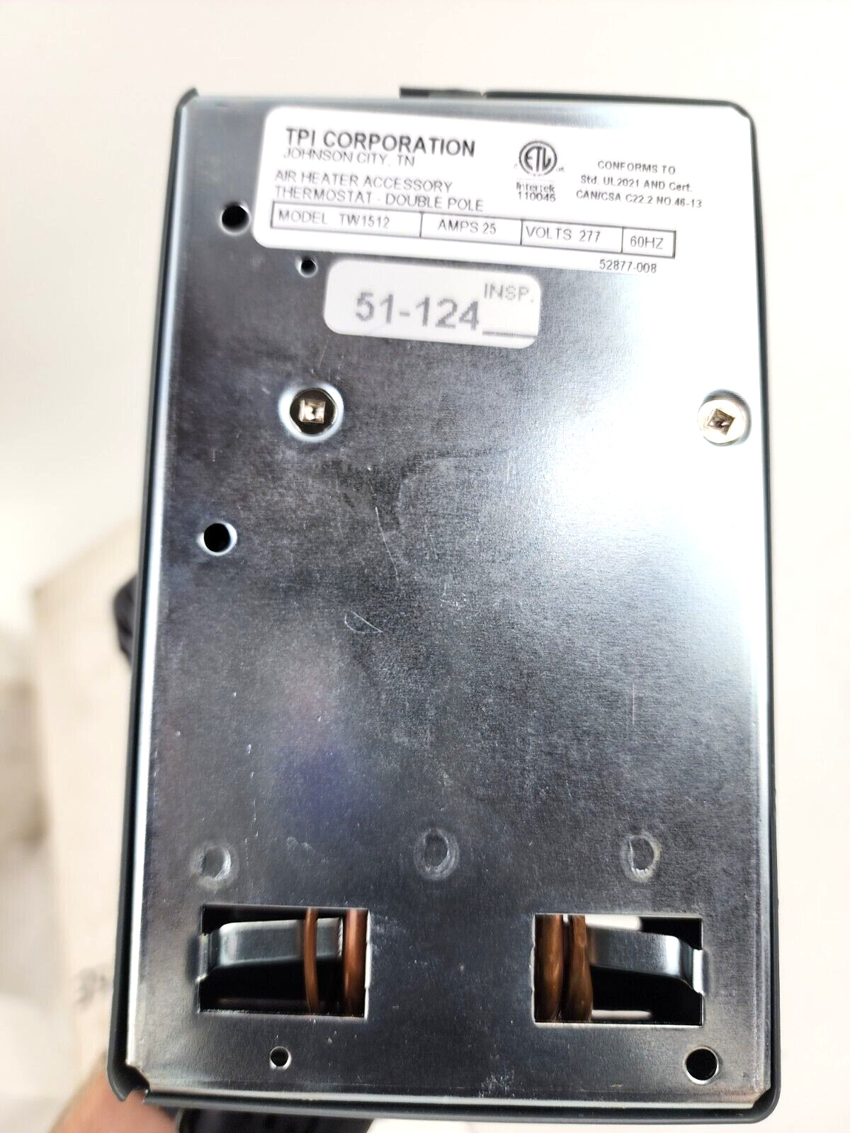 TPI Corporation Heater Stat Line Volt TW1512 Thermostat Surface Mount 2 Pole