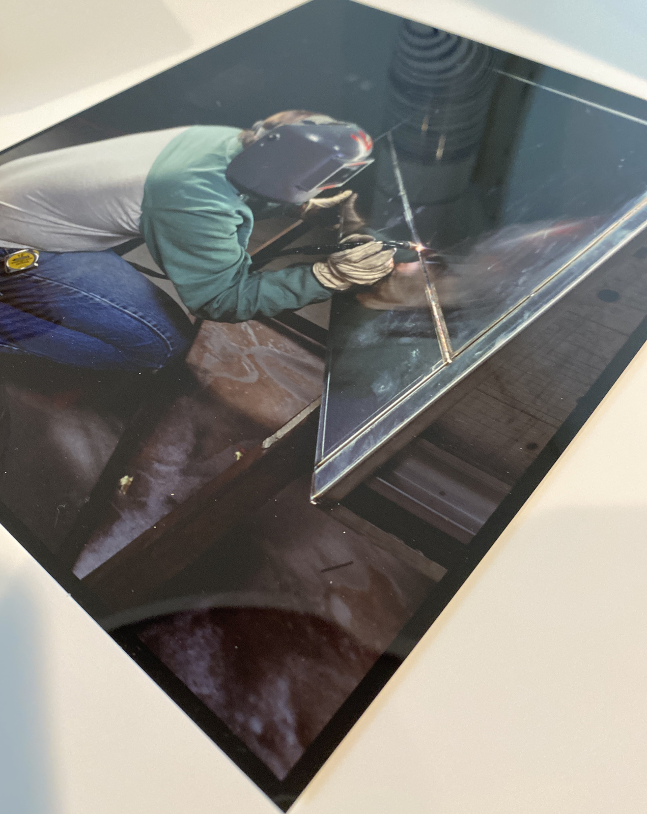 Vtg Color 8 x 10 Glossy Photograph of a MIG Welder Metalworking Plate Welding