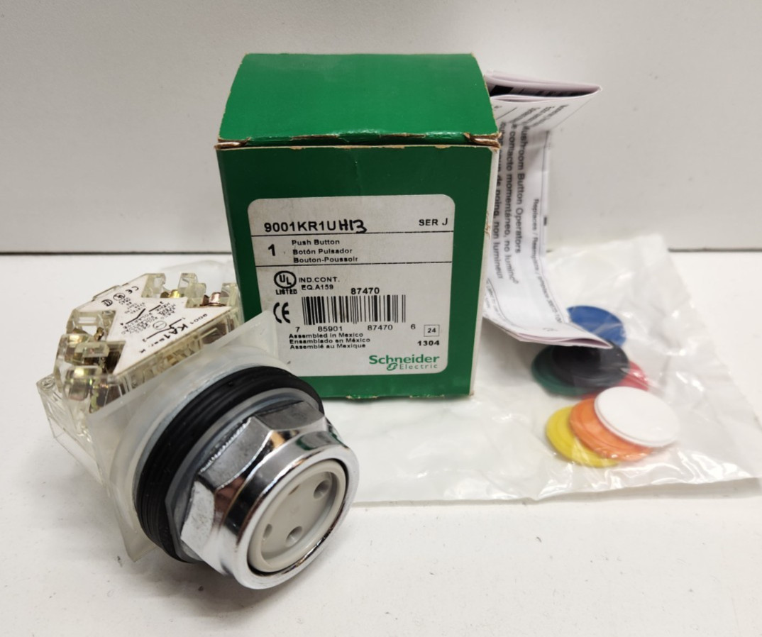 NEW IN BOX! SCHNEIDER MOMENTARY MULTICOLOR FLUSH PUSHBUTTON OPERATOR 9001KR1UH13