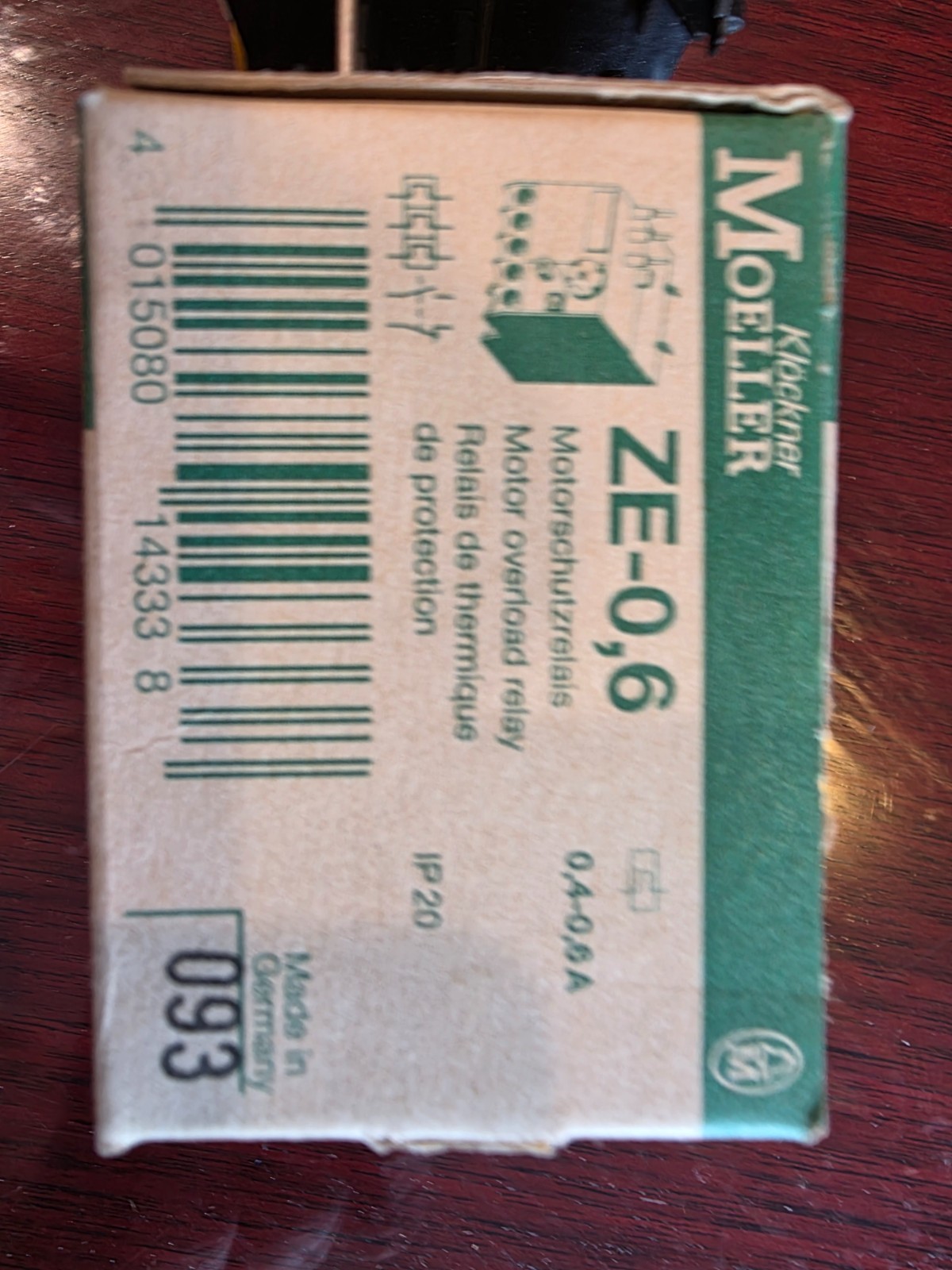 KLOCKNER-MOELLER ZE-0.6 OVERLOAD RELAY (EATON) N.O.S.