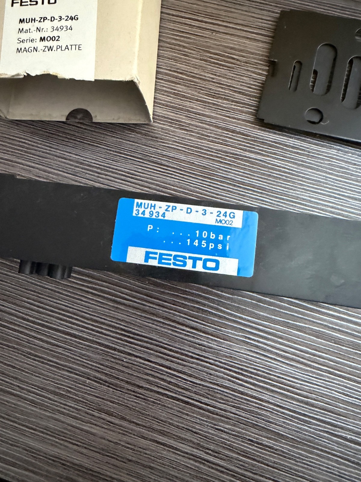 Festo 34934 Intermediate Solenoid Plate MUH-ZP-D-3-24G / MUHZPD324G
