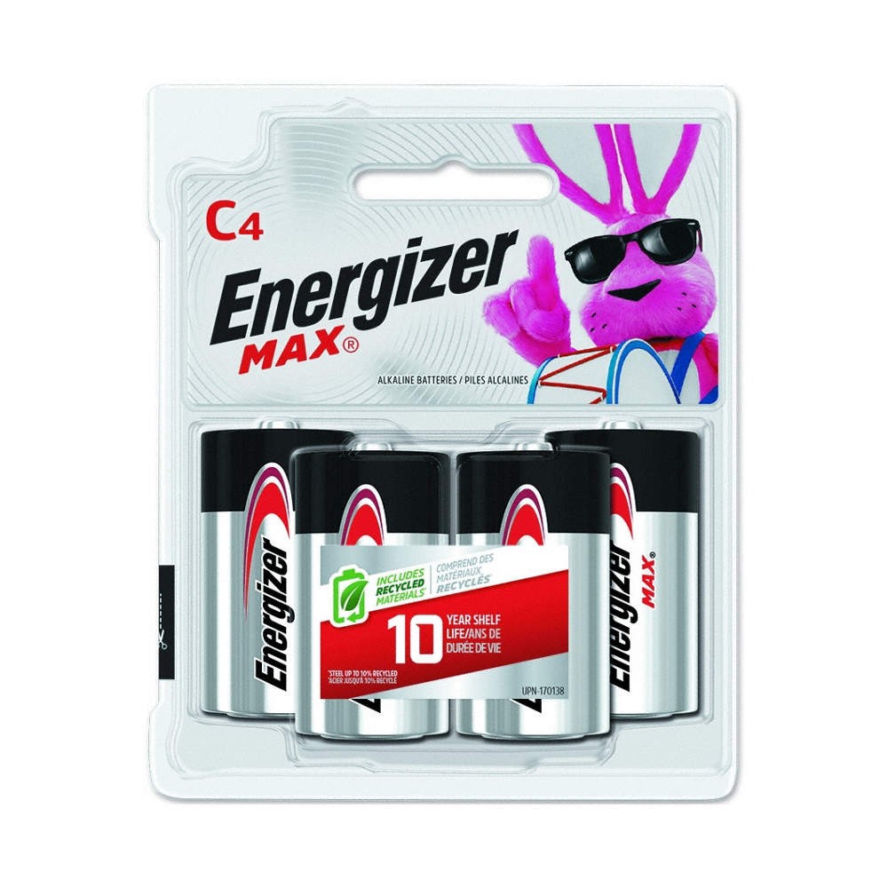 ENERGIZER E93BP-4 Battery,Alkaline,C,Premium,PK4 3KKH4
