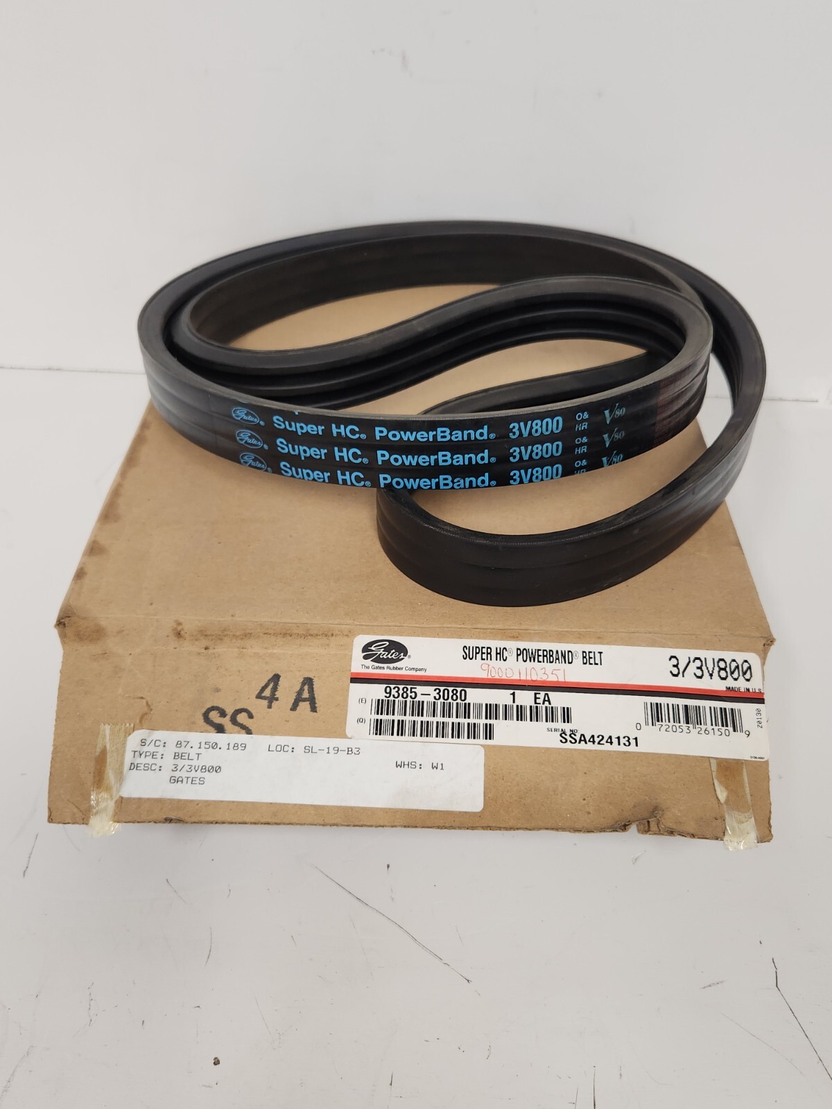 NEW IN BOX! GATES 9385-3080 SUPER HC POWERBAND BELT 3/3V800