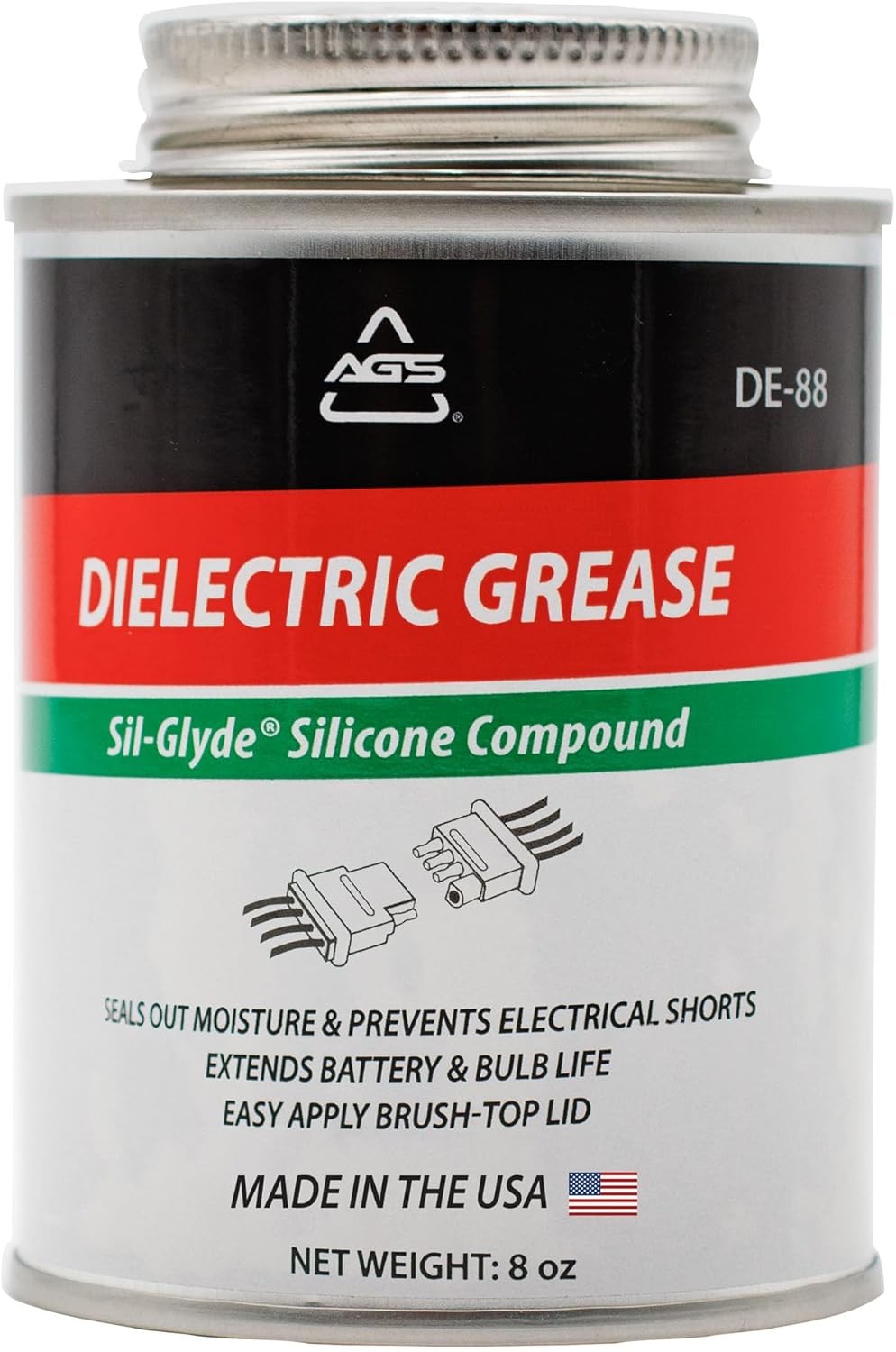AGS Automotive Solutions Brush Top Can Dielectric Silicone Grease 8oz