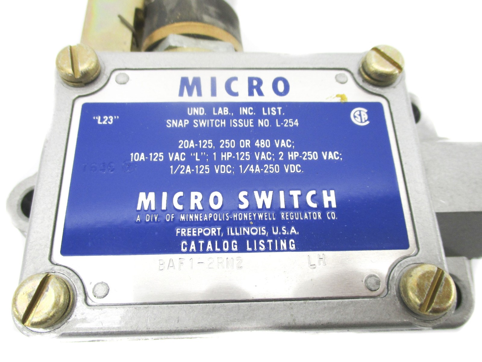 MICRO SWITCH BAF1-2RN2 NSNP