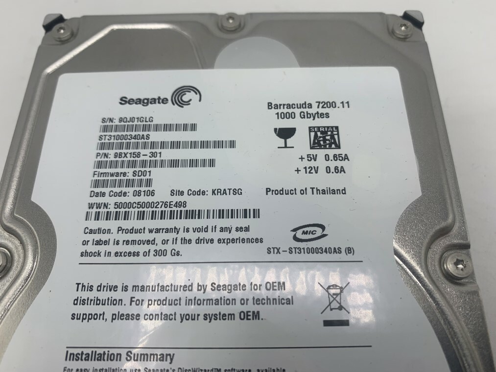 Seagate Desktop HDD 9BX158-301, 1TB Hard Drive