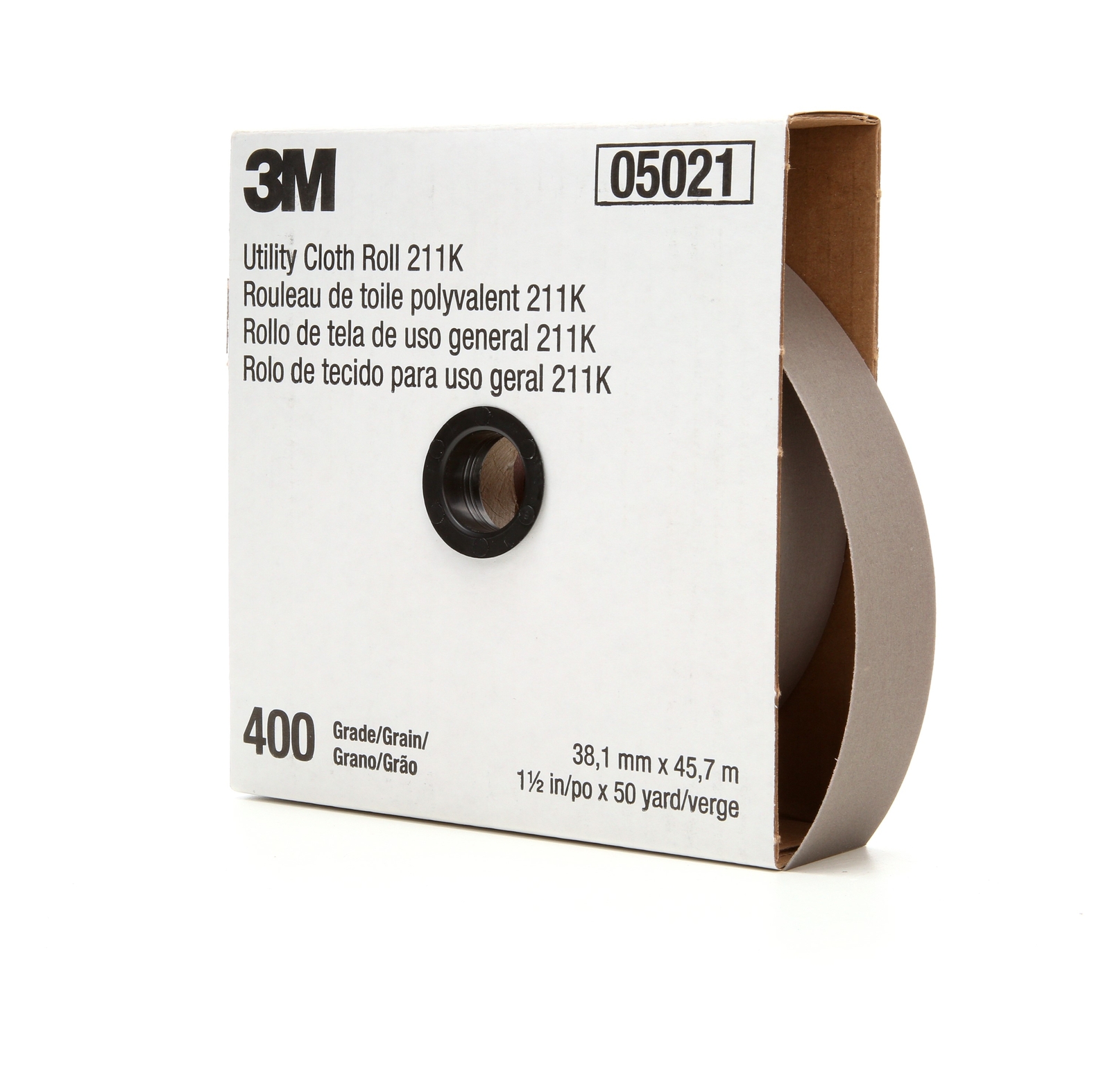 3M Utility Cloth Roll 211K, 400 J-weight, 1-1/2 in x 50 yd, ASO, Fu (Case of 5)