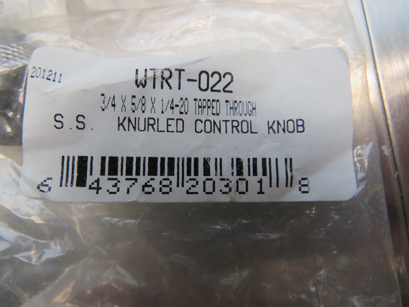 McMaster-Carr 60205K221 303SS Knurled Knob 1/4″ Threaded Hole WTRT-022 Lot of 7!