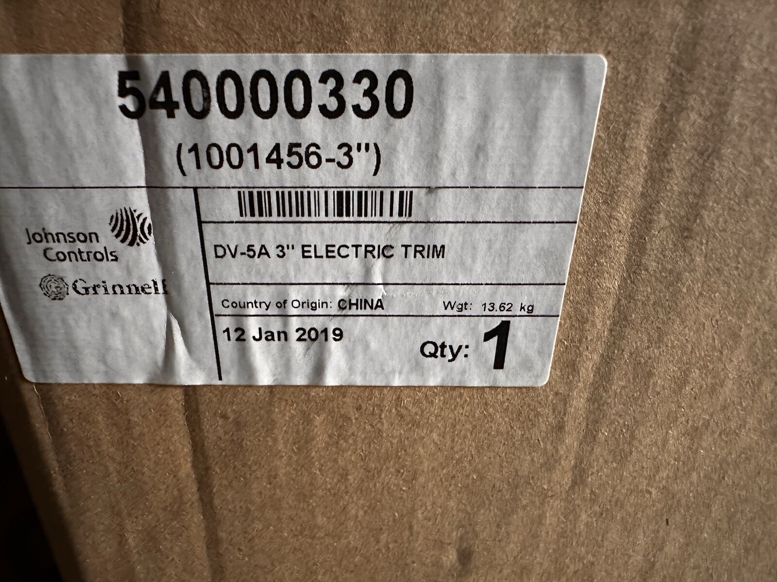 Tyco 3 in Trim Kit Johnson Controls 540000330 DV-5A 3″ Electric Trim 1001456 New