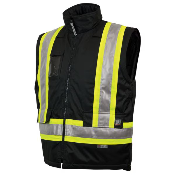 Men’s Hi-Vis 5-in-1 Safety Jacket, 300D Poly Oxford with PU Coating, Black, 3XL