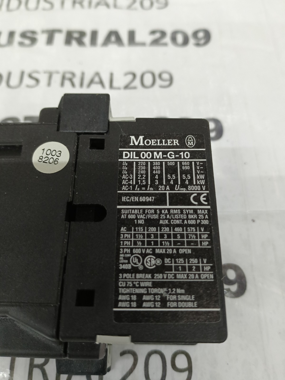 MOLLER DIL00M-G-10 CONTACTOR
