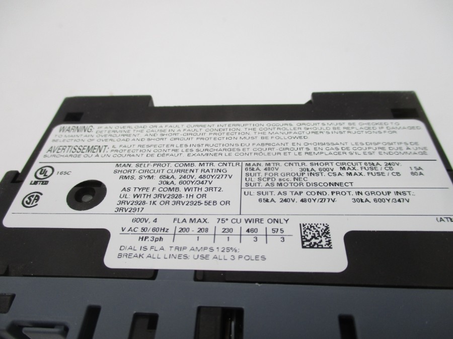 SIEMENS 3RV2011-1EA10 600V 2.8-4A NSMP