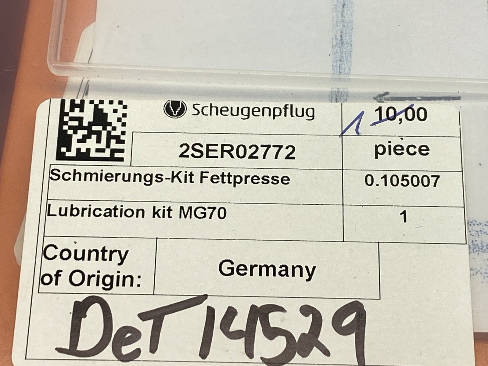 Scheugenpflug 2SER02772 Lubrication Kit MG70