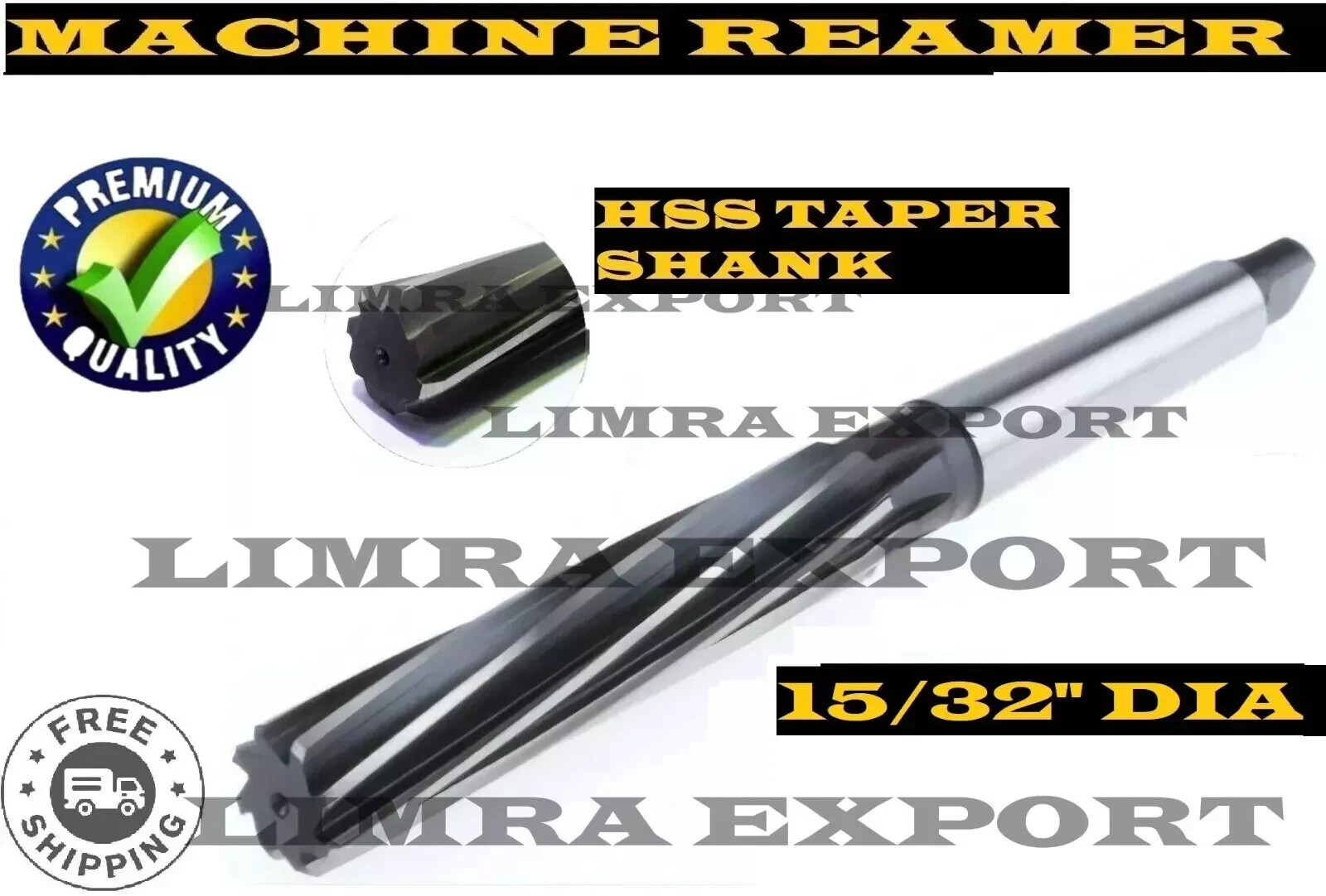 HSS Machine Reamer Dia15/32″ With Taper Shank MT 1-Cut Edge 3″-OAL 6-1/8″