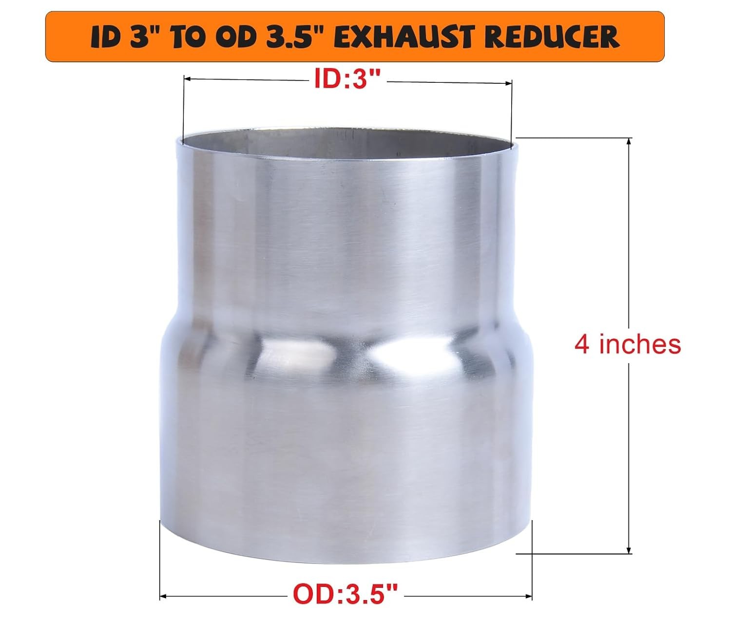 Stainless Steel Exhaust Adapter 3 inch ID to 3.5 inch OD Universal Reducer