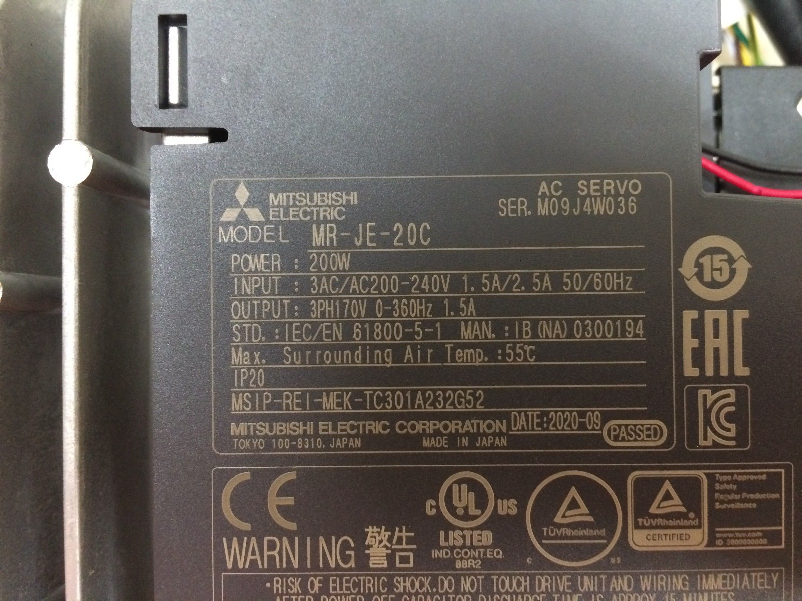 Toyo ETH14-L5-100-BR-M20B-C4-P 100mm Linear Actulator With Mitsubishi MR-JE-20C