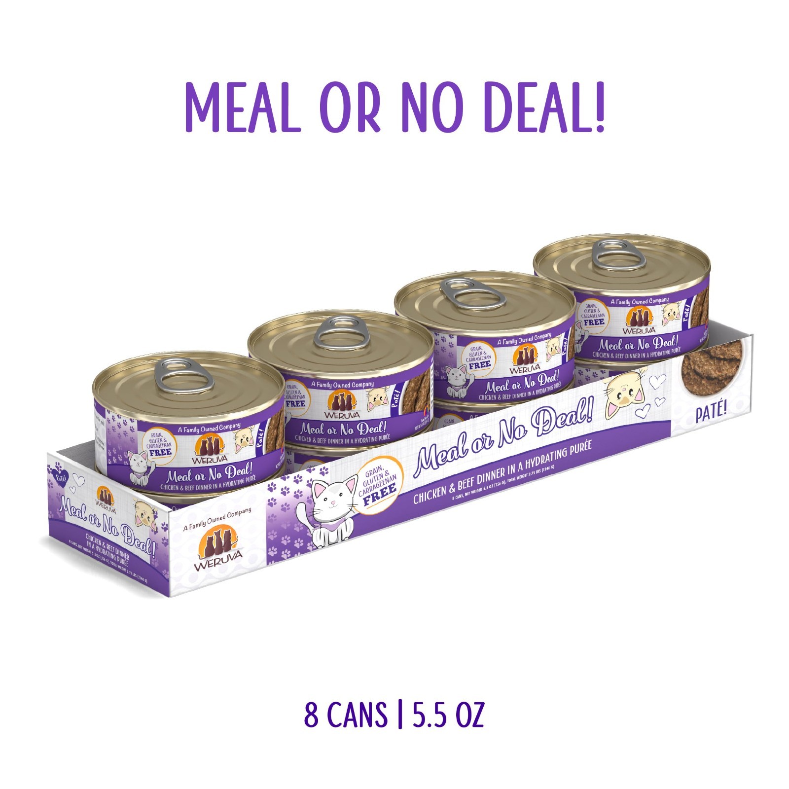 Weruva Wet Cat Food, Meal or No Deal with Chicken and Beef Pate, 5.5oz Can, 24ct