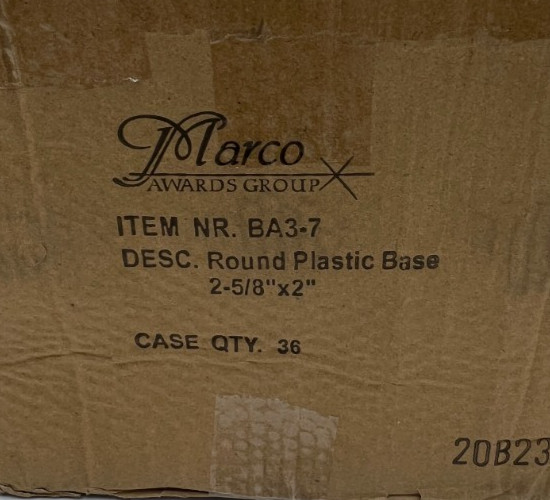 (QTY 36) Marco Awards Group BA3-7 Round Plastic Base Black NB-7 2-5/8″ x 2″