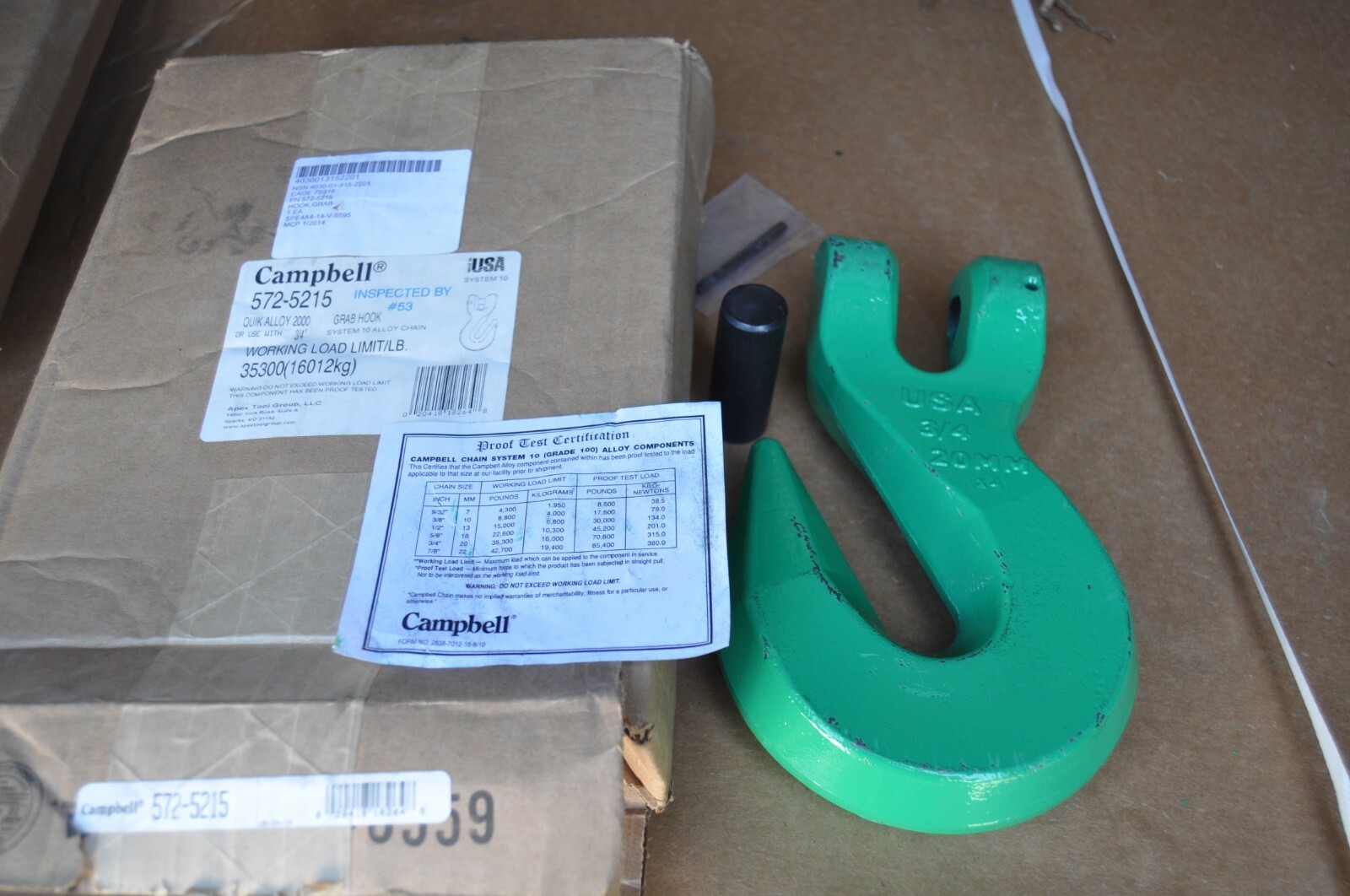 Campbell 3/4″ Clevis Grab Hook SYSTEM 10 GRADE 100 P/N 572-5215 New Made In USA