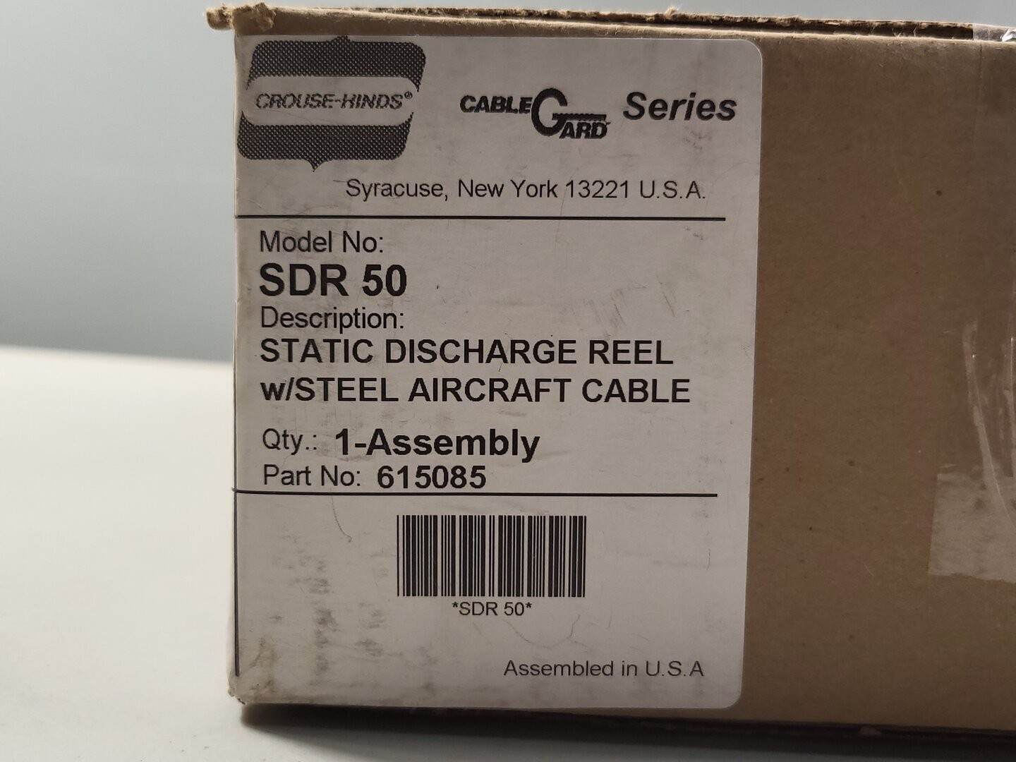 SURPLUS NEW CROUSE-HINDS SDR50 Static Discharge Reel w/ Steel Aircraft Cable
