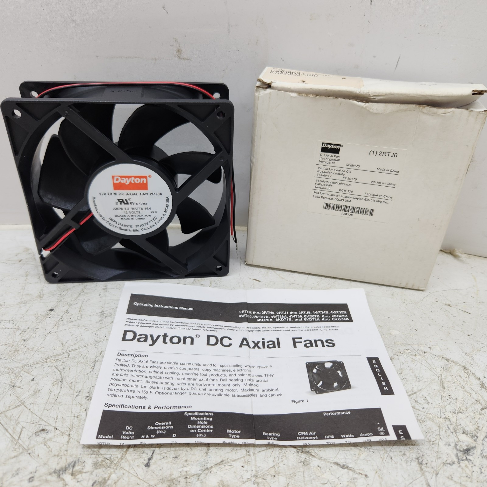 2RTJ6 Standard Square Axial Fan 4 11/16″ H x 4 11/16″ W x 1 1/2″ D