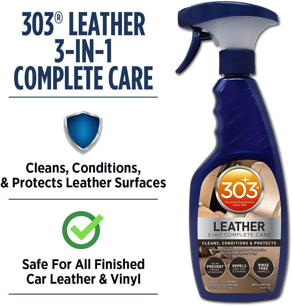 303 Products Leather 3-In-1 Complete Care – Cleans, Conditions, & Protects – Hel