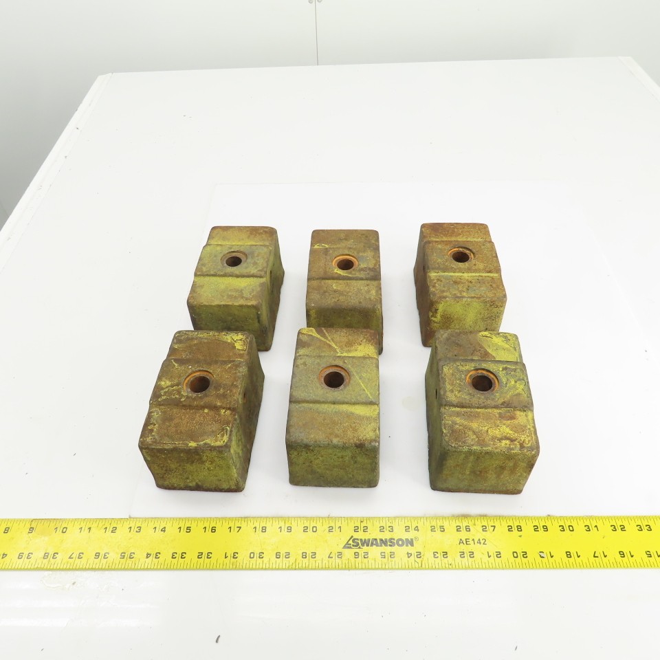 6 Lx3-1/2Wx 3-1/4″ H Cast Iron Machine Foot Pad Targets W/0.808″ Thru Hole Lot/6